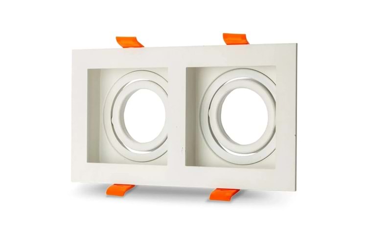 Kare 2li Beyaz Dekoratif GU10 Spot Kasa