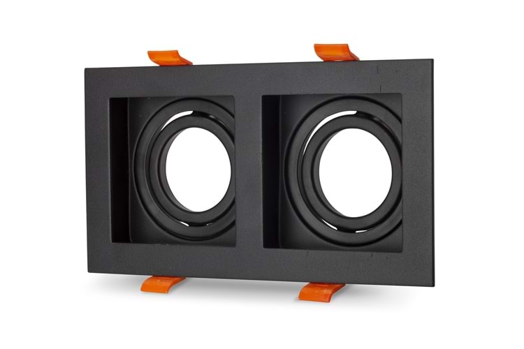 Kare 2li Siyah Dekoratif GU10 Spot Kasa