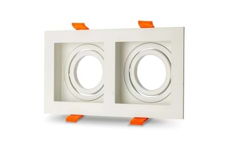 Kare 2li Beyaz Dekoratif GU10 Spot Kasa